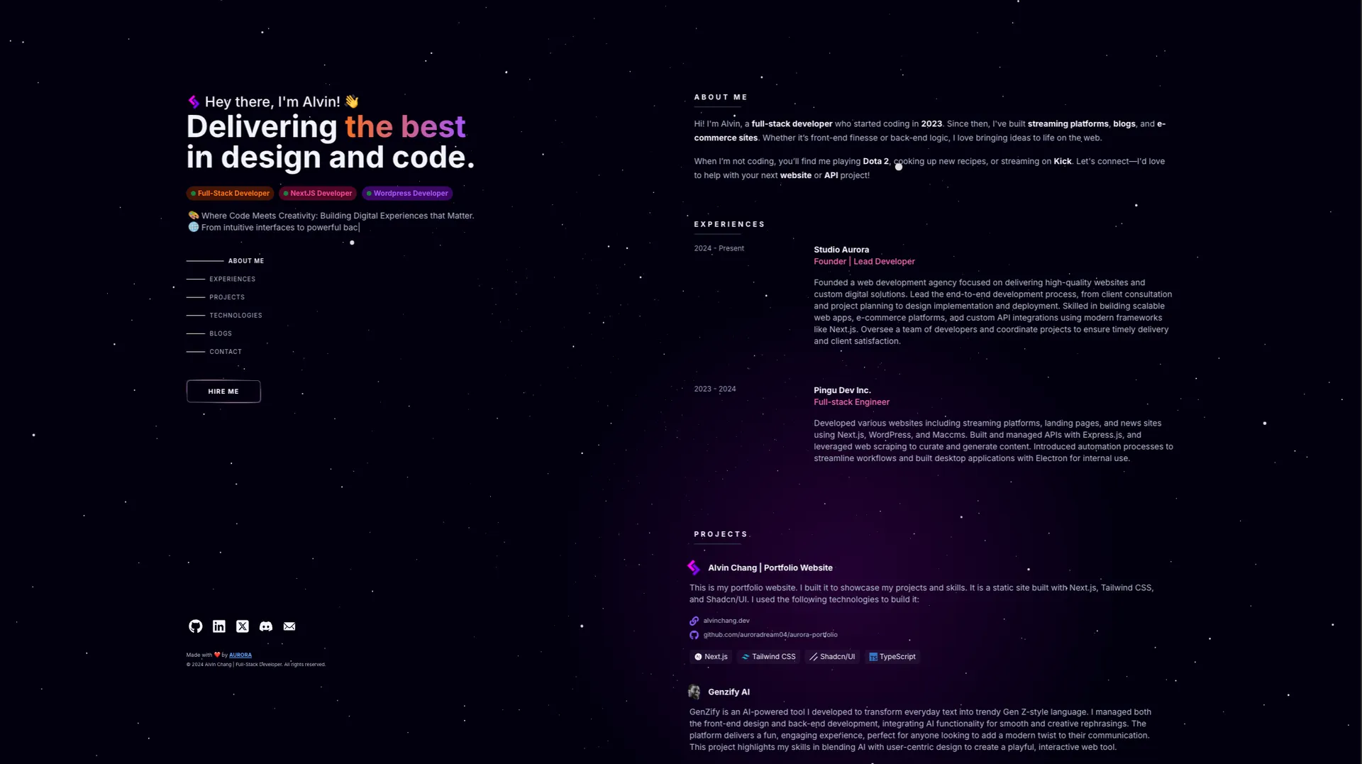 Alvin Chang | Portfolio Website preview 2