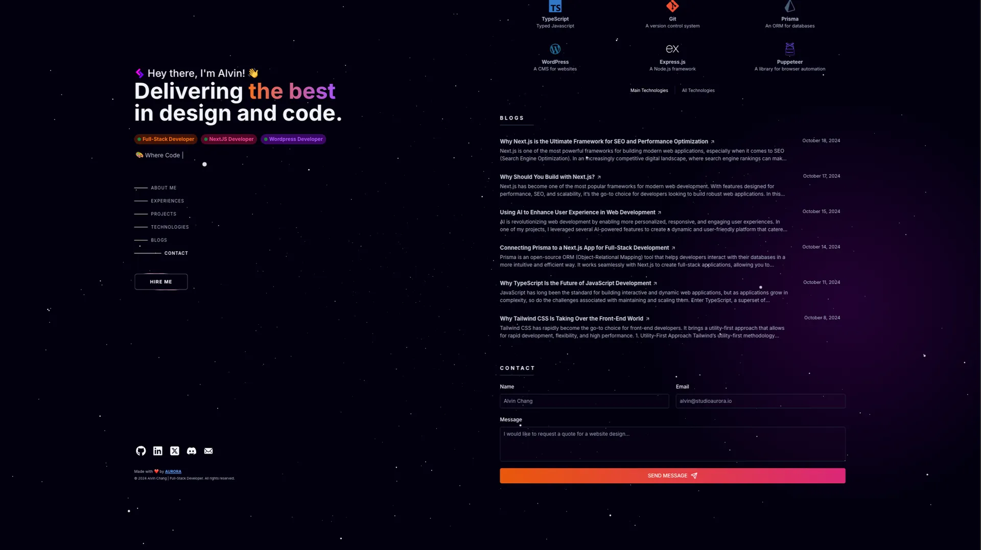Alvin Chang | Portfolio Website preview 3
